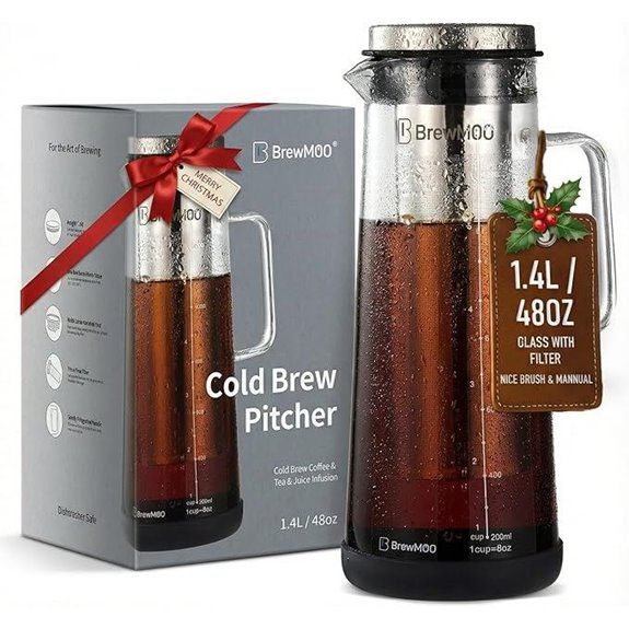 BrewMOO Airtight Cold Brew Coffee Maker Pitcher