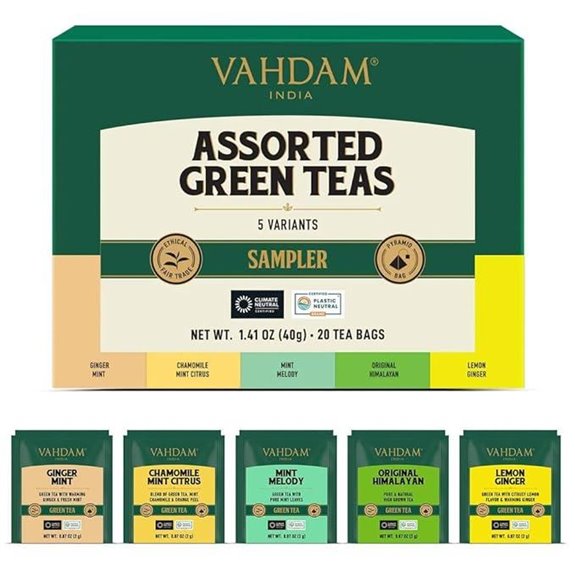 VAHDAM Assorted Green Tea Pyramid Tea Sampler