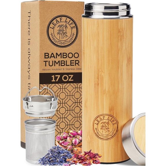 LeafLife Bamboo Tea Bottle with Infuser 17oz