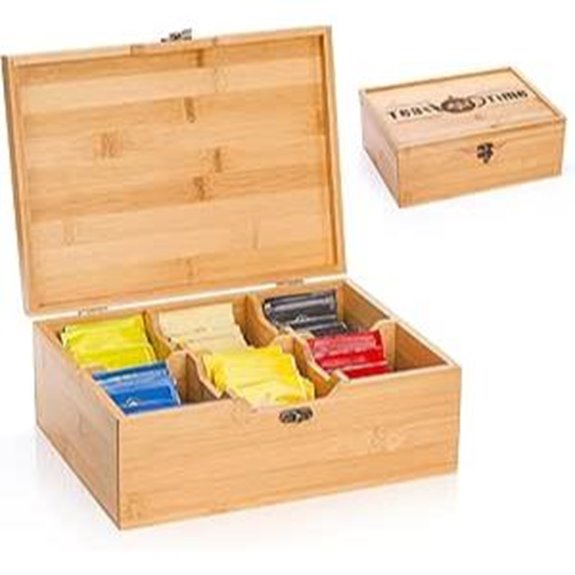 Lyellfe Bamboo Tea Organizer with 6 Compartments