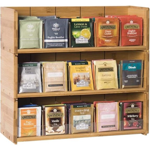 Bamboo Tea Bag Organizer—3 Tier Wall Mount Box