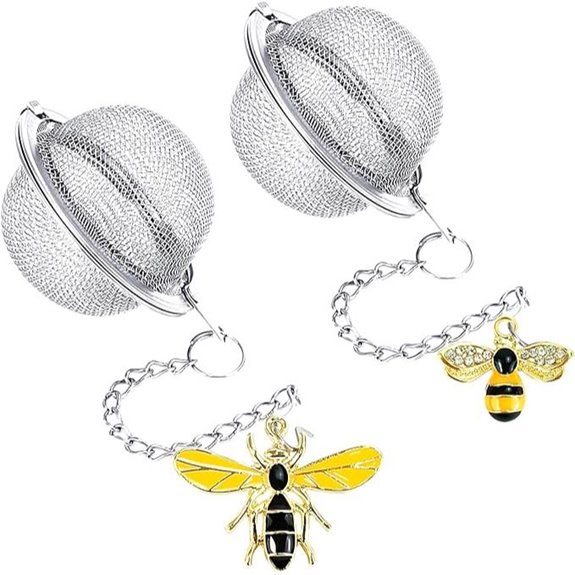 Bee Pendant Stainless Tea Infuser 2.1 Mesh Strainer (2pc)