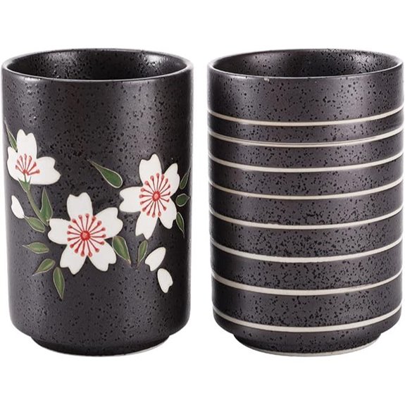 Hedume 2x Japanese Tea Cups - 10oz Ceramic Set