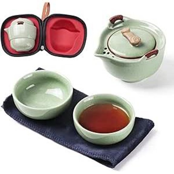 Portable Chinese Kung Fu Ceramic Teapot Set (1+2)