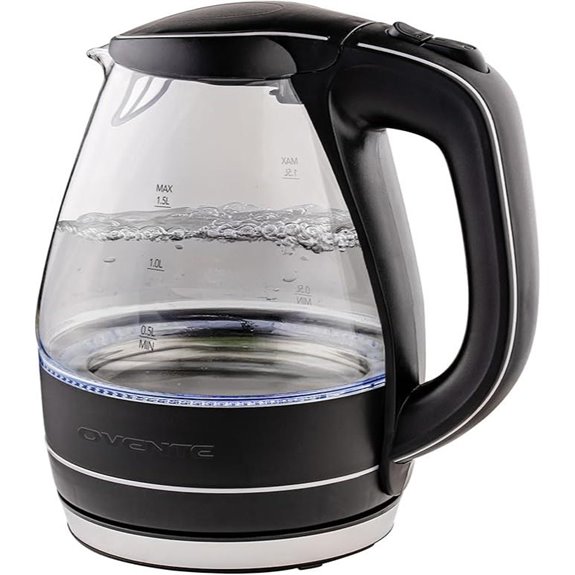 OVENTE 1.5L Glass Electric Kettle Black KG83B