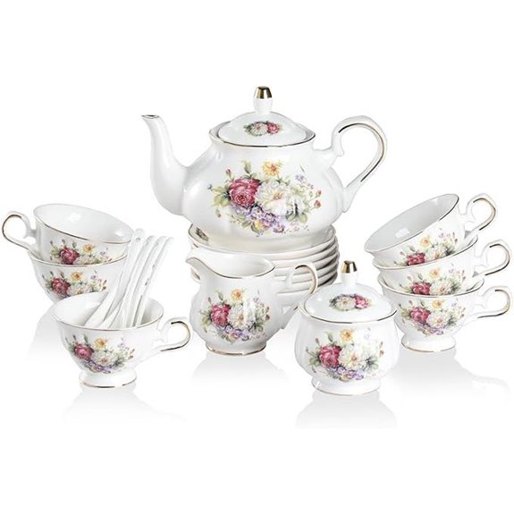 Sweejar Floral Porcelain Tea Set with Teapot (22-Piece)