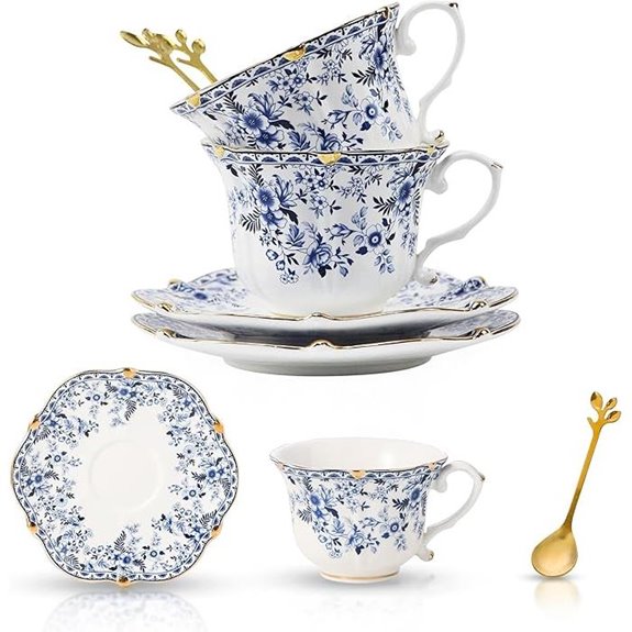 TATSUMI Country Roses Bone China Tea Set (6)