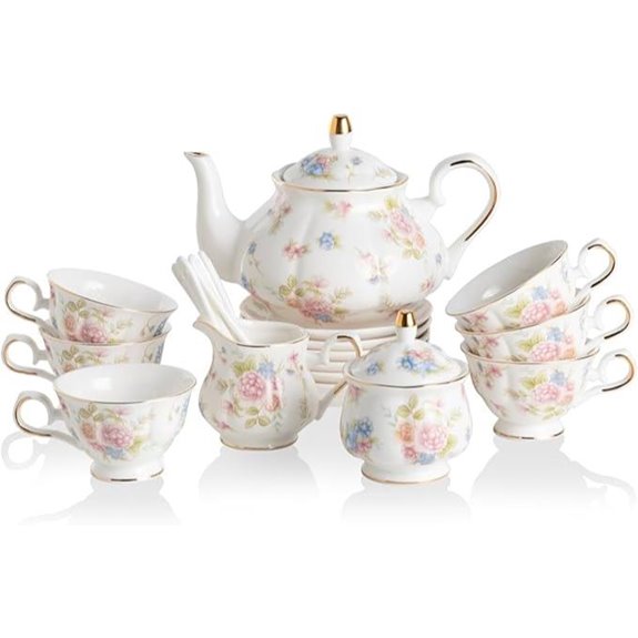 Sweejar 22-Piece Porcelain Tea Set with Teapot