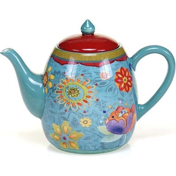 floral blue ceramic teapot