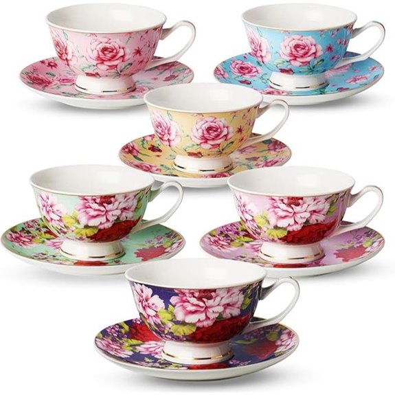 BTaT Tea Cup Sets—Floral Porcelain Saucers (6)