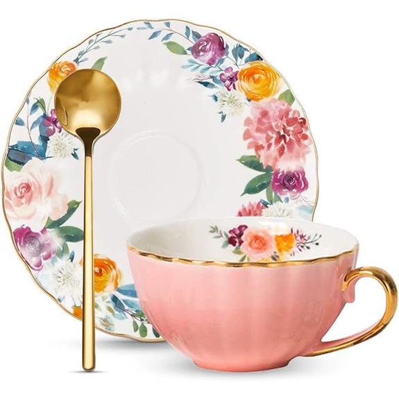 ONEUSTAR Floral 8 oz Tea Cup & Saucer Set