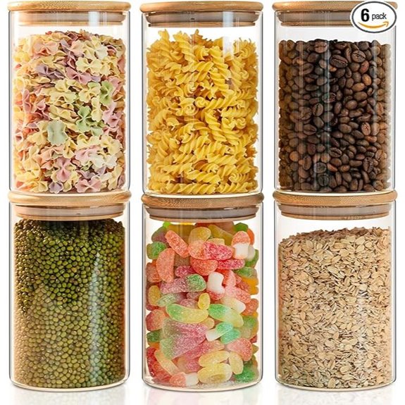 Liuruiyu 6-Pack 37oz Glass Storage Jars with Bamboo Lids