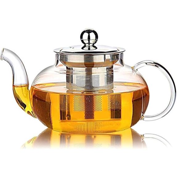 Hiware Glass Teapot with Infuser and Lid (27 oz)