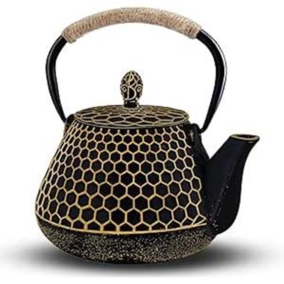 Cast Iron Teapot with Tea Leaf Infuser Gold