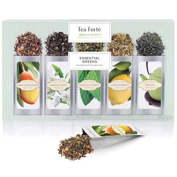 Tea Forté Green Tea Assortment Single-Steep Sampler (15)