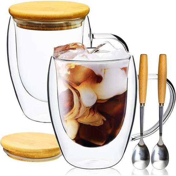 PARACITY Double Wall Glass Coffee Mugs with Lids