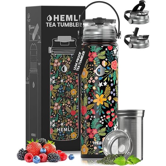 22 oz Insulated Tea Tumbler Bottle with Infuser Travel Mug