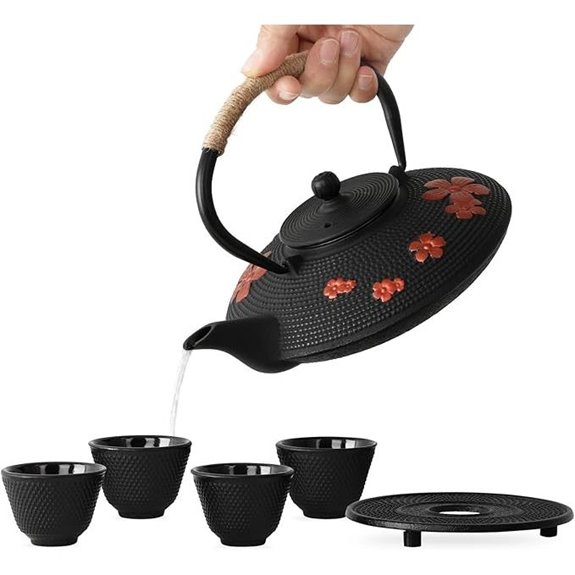 Japanese Cast Iron Teapot Tea Set with Cups & Infuser