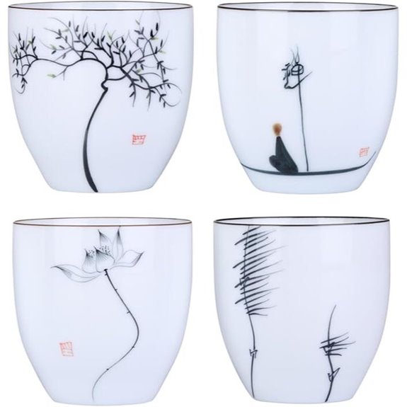 I-MART 4 Pcs Japanese Tea Cup Set (5 oz)