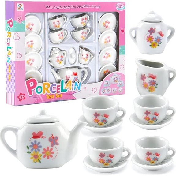16-Piece Rose Porcelain Mini Tea Set for Kids