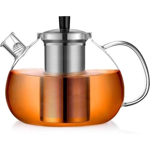 XL 67oz Glass Teapot with Infuser for Stovetop