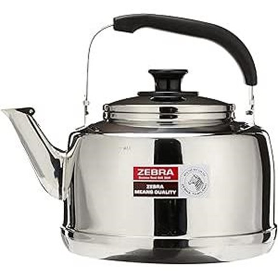 Extra Large Zebra Polished Stainless Steel Teakettle