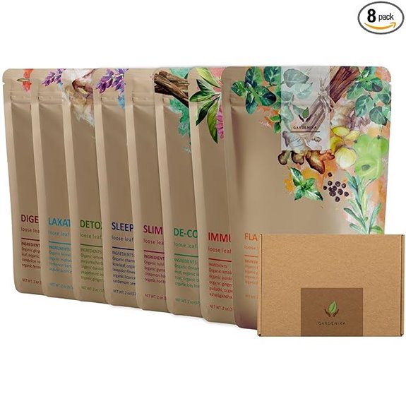 Gardenika Organic Loose Leaf Herbal Tea Sampler (8-Pack)