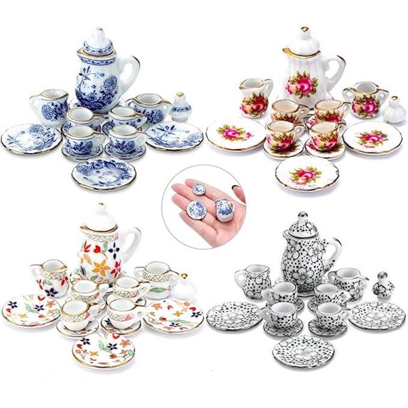 60-Piece 1:12 Scale Porcelain Dollhouse Tea Set