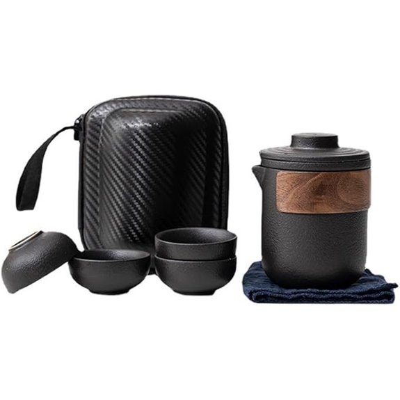 TBACW Portable Chinese Gongfu Ceramic Tea Set (1+4)