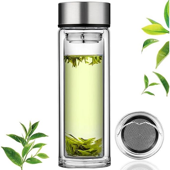 PARACITY Glass Tea Infuser Bottle 12oz Travel Mug