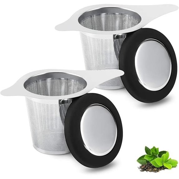 Two Pack Stainless Tea Infuser Baskets with Lid
