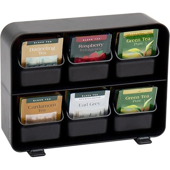 Mind Reader Tea Bag Organizer - Black Countertop Storage