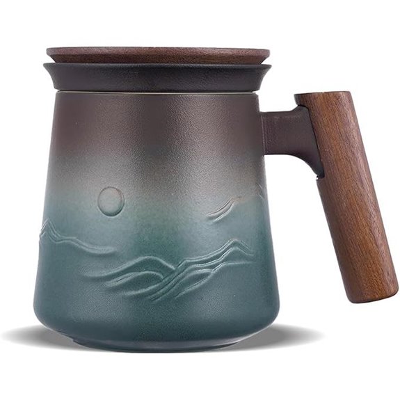ZENS Embossed Ceramic Tea Mug with Infuser