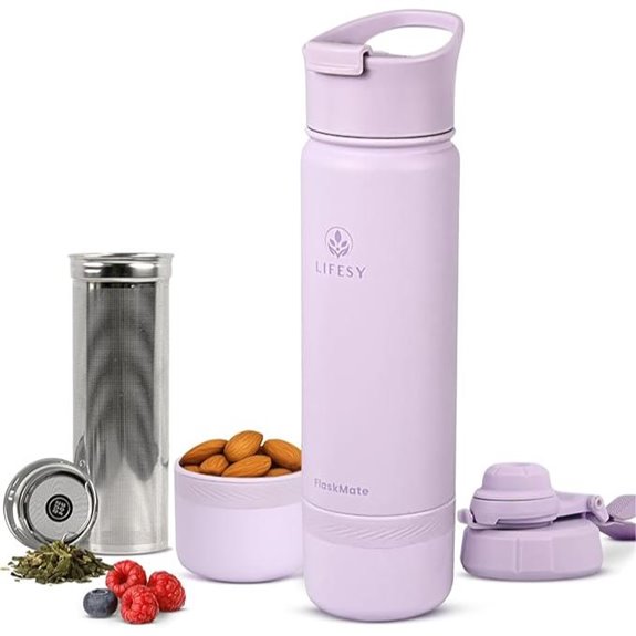 Tea Infuser Bottle with Storage & Dual Lids (18oz)