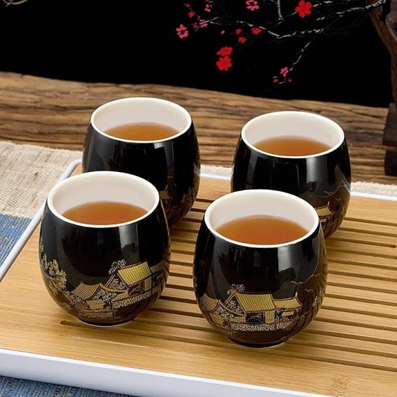 DUJUST Traditional Japanese Tea Cups Set of 4