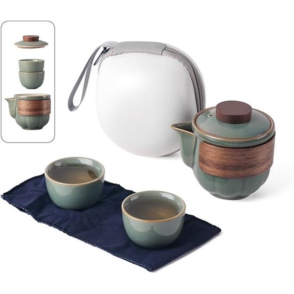 Portable Ceramic Kungfu Teapot Travel Tea Set (Green)