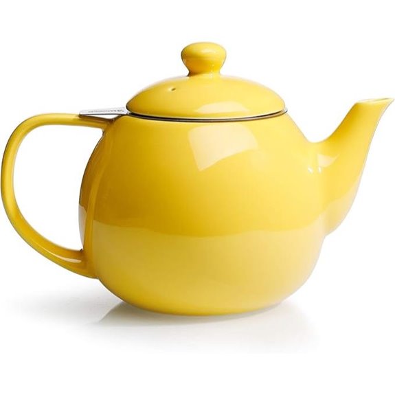 yellow teapot with infuser